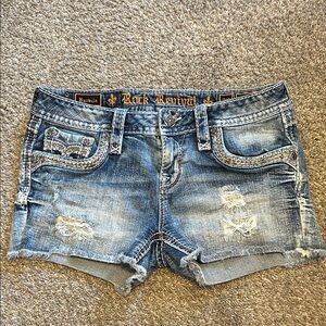 Rock Revival SIZE 28 Distressed Light Blue Denim Jean Shorts